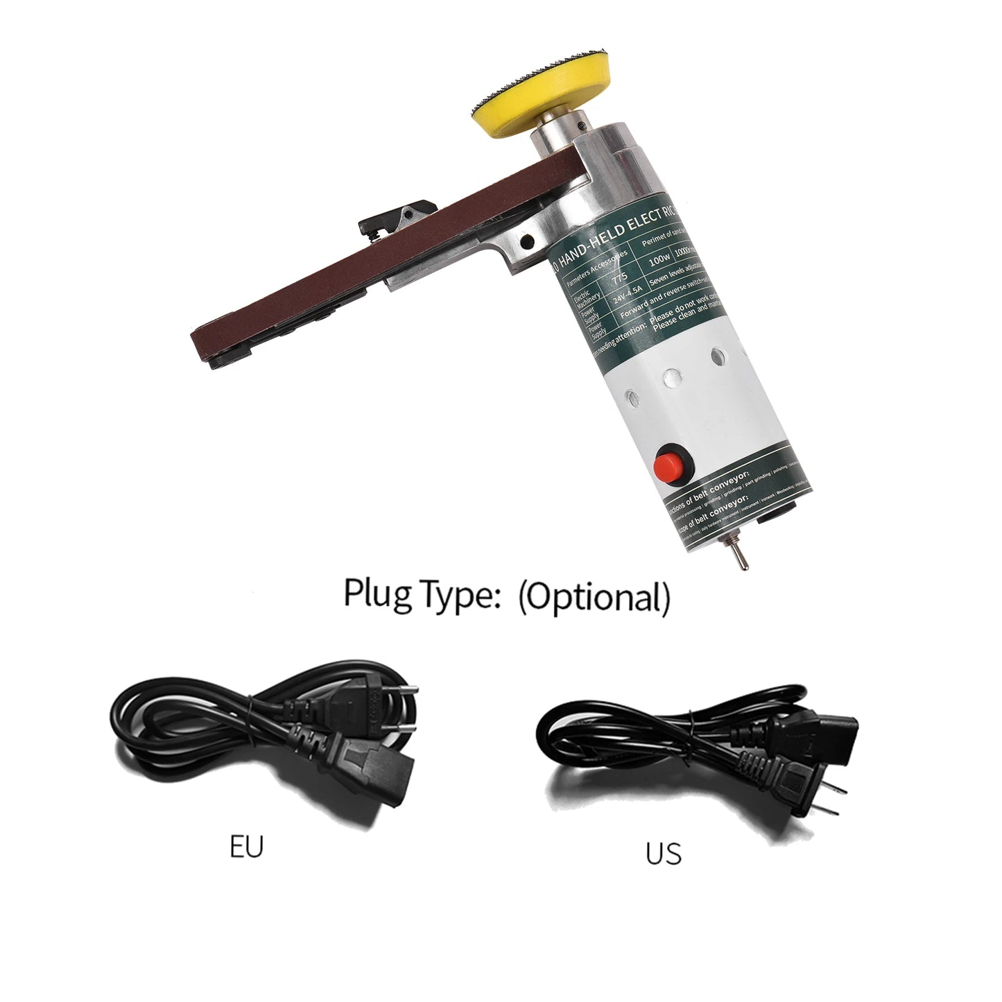 Electric Belt Sander Mini Belt Sander Electric Grinder Small Grinding Machine Hand-held Electric Belt Sander with Sanding Belts Peaceful Pleasures Health and Wellness EU plug