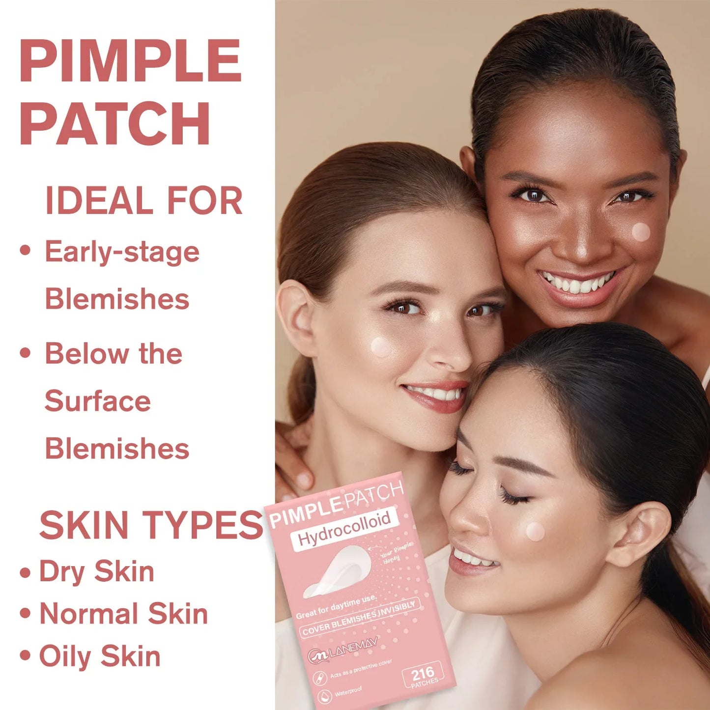 Hydrocolloid Acne Patches – 96-Count Invisible Spot Treatment