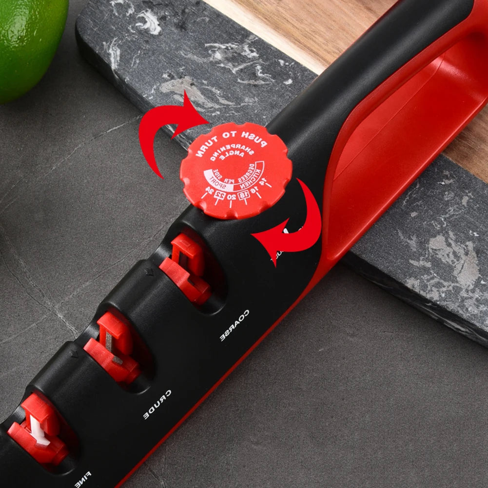 4-Stage Ceramic Pull-Through Multipurpose Knives Sharpener Manual Adjustables Angle Sharpener With Non Slip Grip For Kitchen ﻿ Peaceful Pleasures Health and Wellness