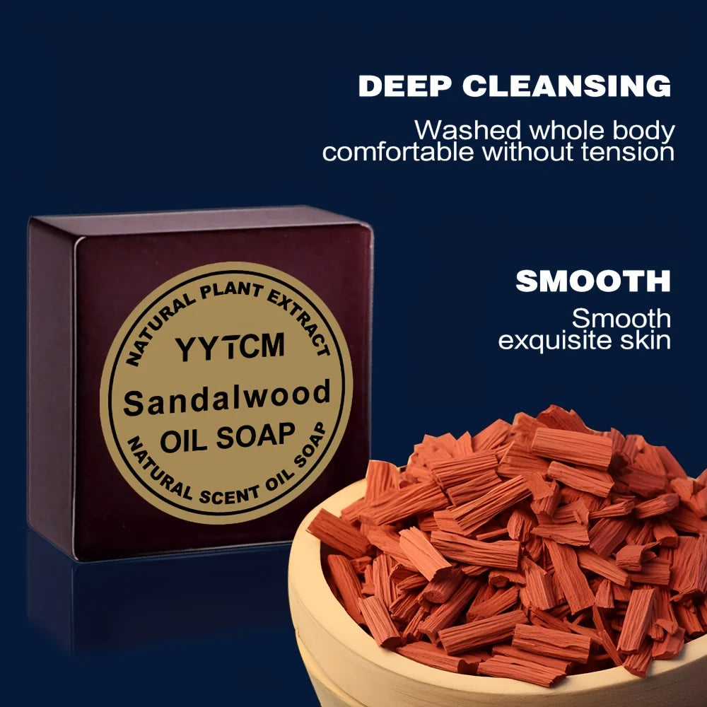 Sandalwood Soap, Men's Fragrance Soap, Long-Lasting Light Fragrance, Bath, Hand-Washing, Face-Washing Soap, Gentle Skin Care, Gift-Giving, Personal Use 65G/Piece Peaceful Pleasures Health and Wellness