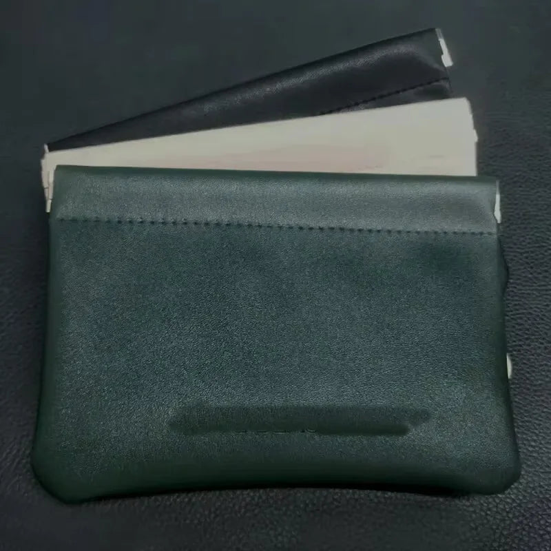 Fashion PU Leather Storage Bag Automatic Closure Waterproof Purse Portable Earphone Charging Line Cosmetic Lipstick Jewelry Bag Peaceful Pleasures Health and Wellness