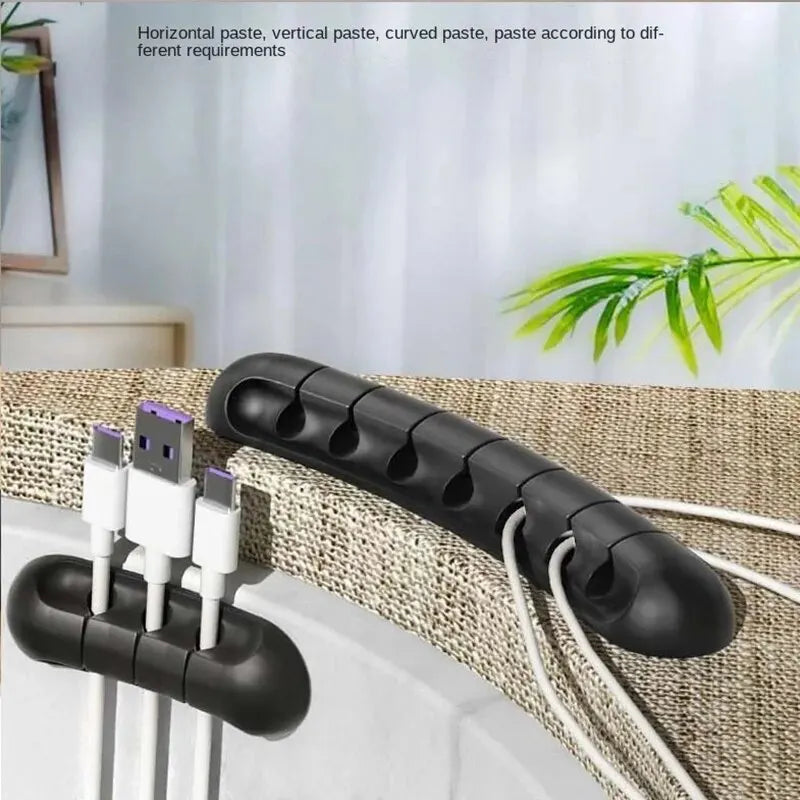 Silicone Self-Adhesive Desktop Cable Organizer & Cord Manager