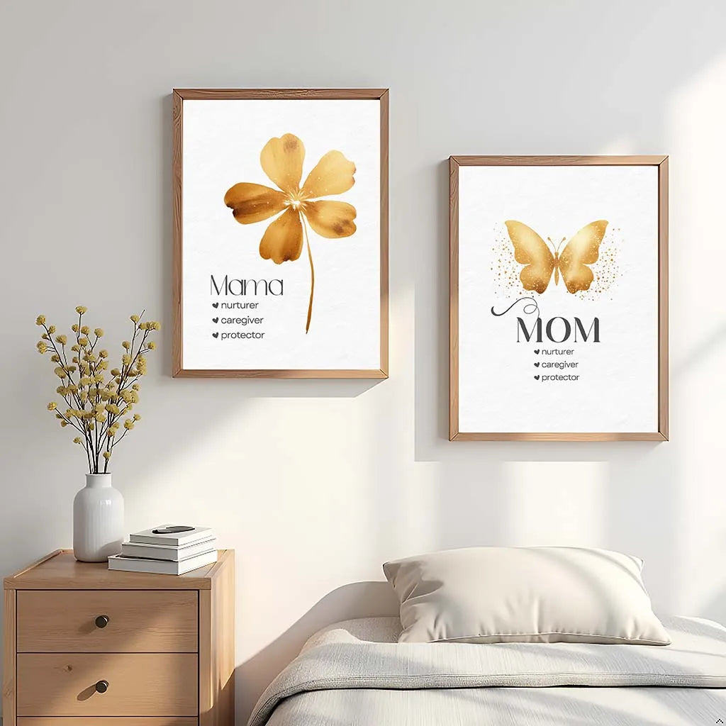 Nordic Yellow Flower Butterfly Canvas Wall Art | Modern Print Canvas Wall Art Peaceful Pleasures Health and Wellness