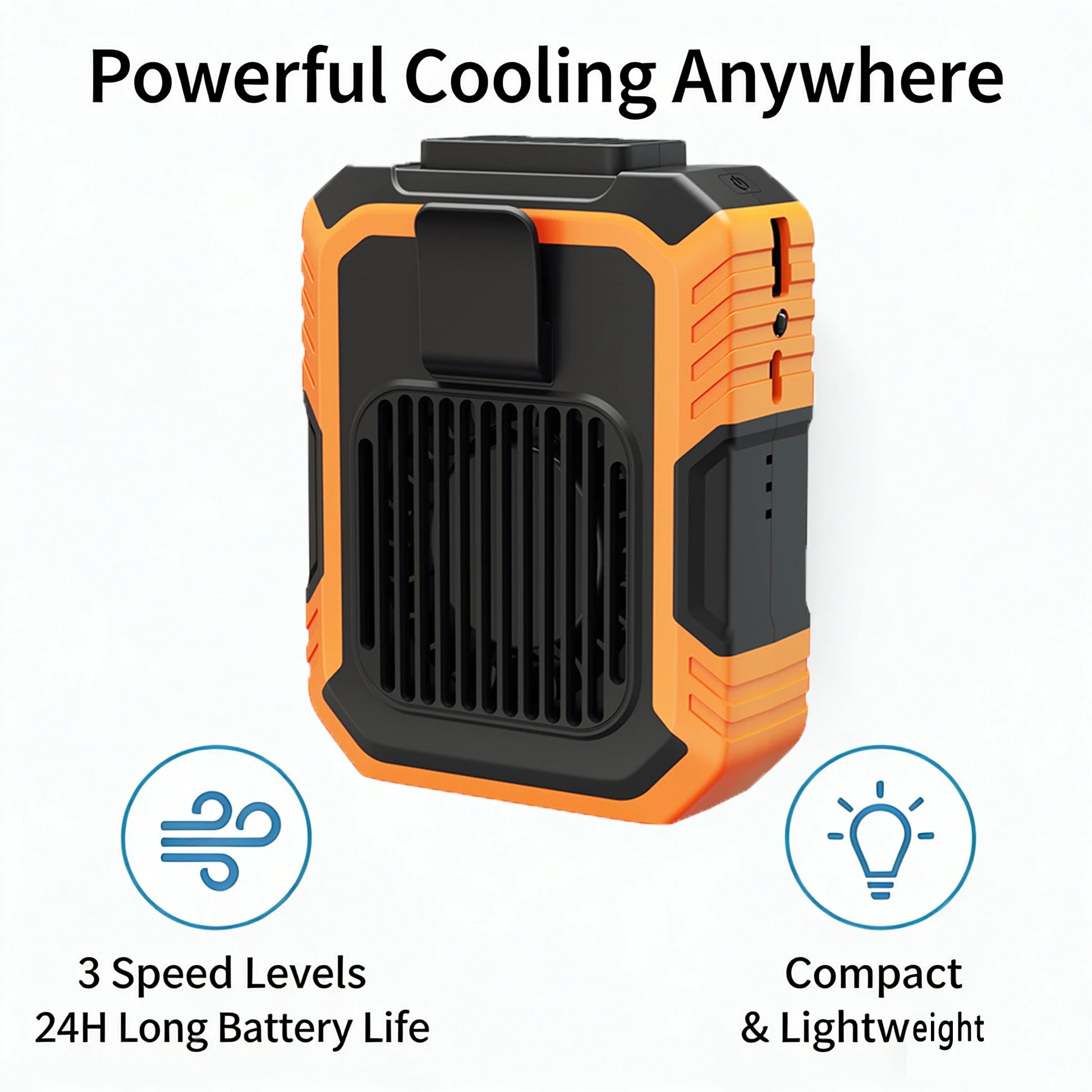 Portable Outdoor Mini Three-Speed Handheld Fan Wearable Power Bank USB Battery for Car Hotel RV Mini Wearing Cooling Fan Peaceful Pleasures Health and Wellness