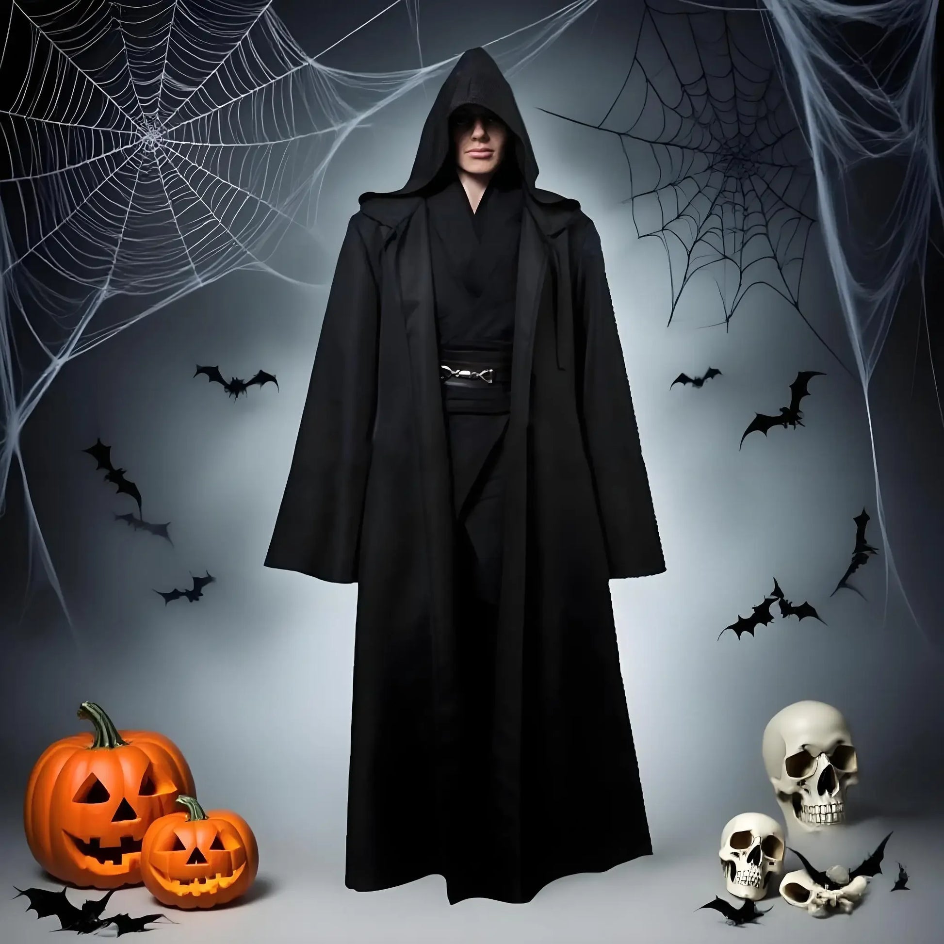 Black Cape Cloak Warrior Costume for Adults Vampire Cape with Hood Adult Halloween Cosplay Vampire Christmas Costume Robe Cape Peaceful Pleasures Health and Wellness