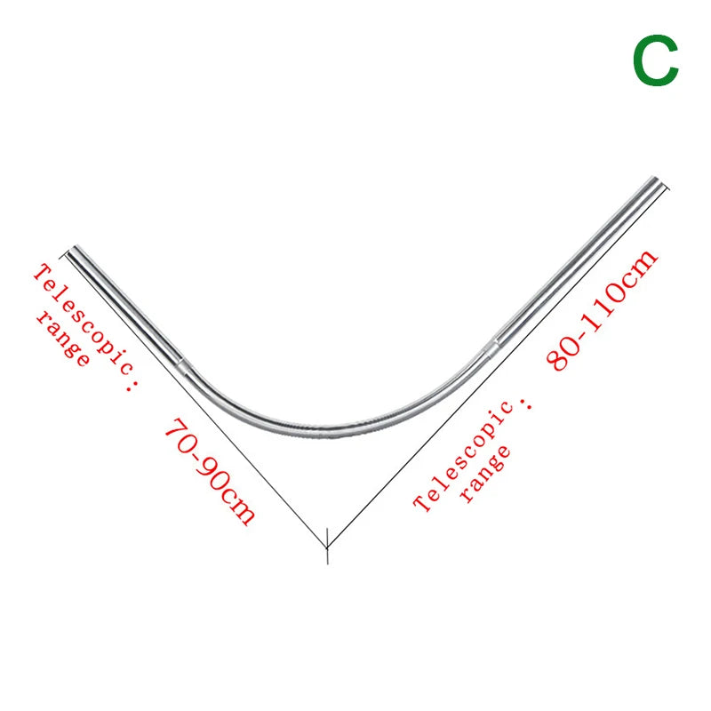 L-Shaped Extendable Shower Curtain Rod | Stainless Steel No-Drill