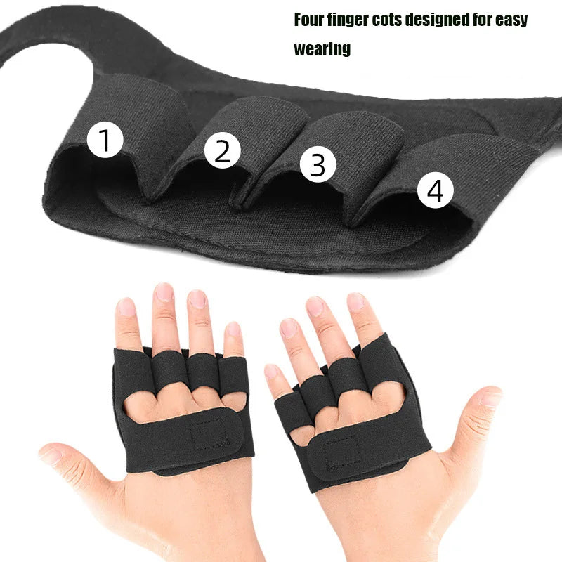 1 Pair Palm Protection Weightlifting Grip Padsfour Finger Glove Fitness Hard Pull Training Anti-Slip Half-Finger Training Gloves Peaceful Pleasures Health and Wellness