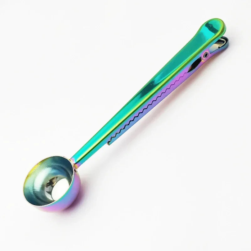 Stainless Steel Long Handle Coffee Spoon & Bag Seal Clip
