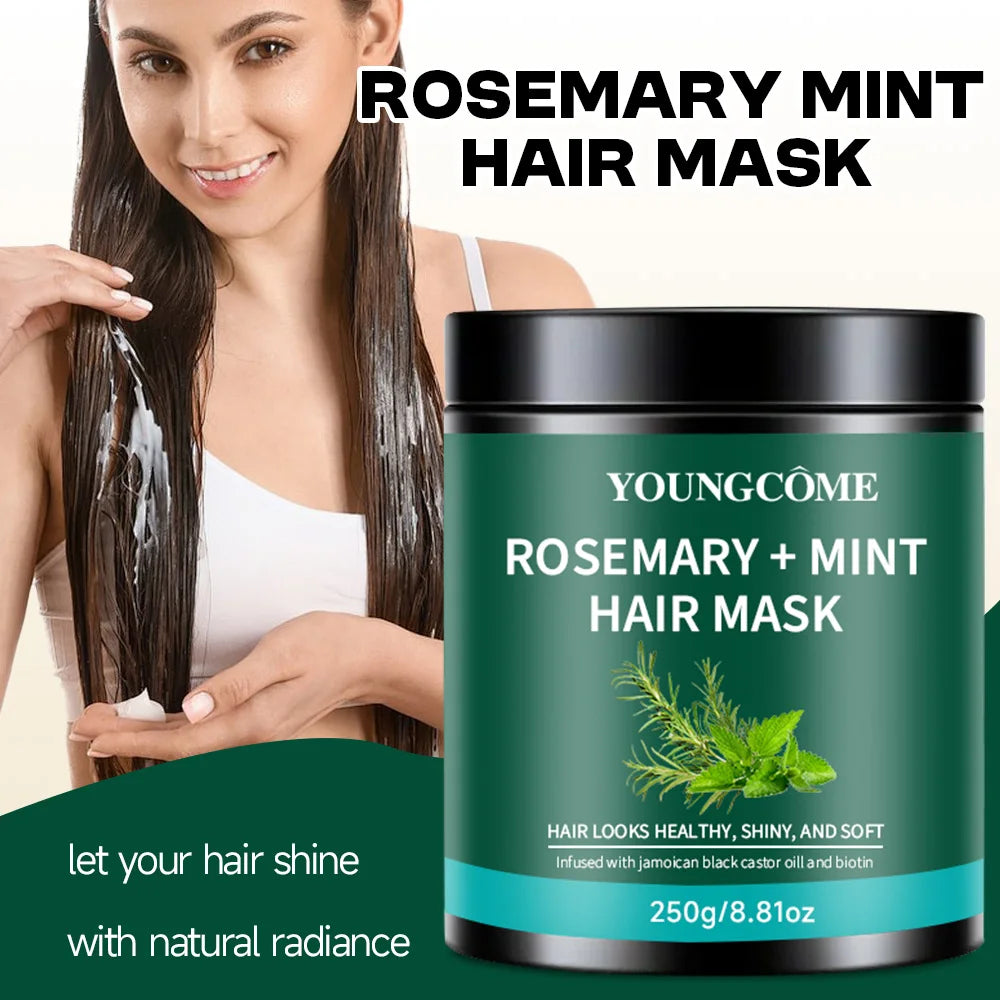 250g Rosemary Mint Hair Mask with Black Castor Oil & Biotin for Healthy, Shiny & Soft Hair Peaceful Pleasures Health and Wellness