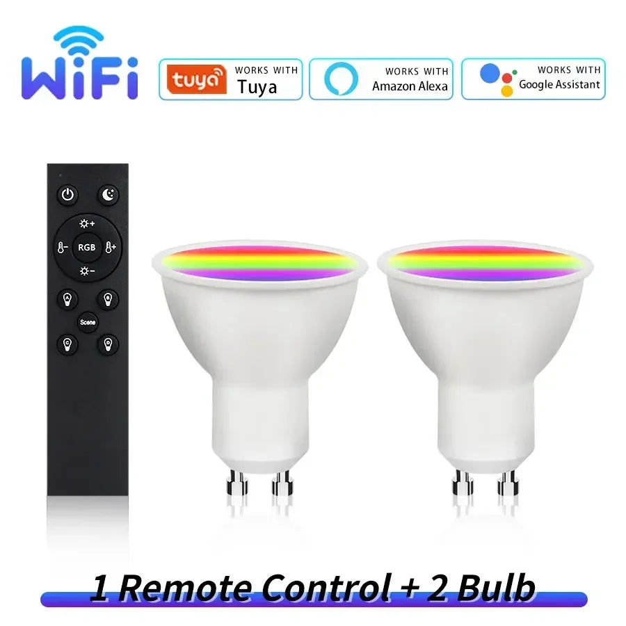 Tuya WiFi Smart GU10 LED Bulb – Alexa & Google Home, RF Remote