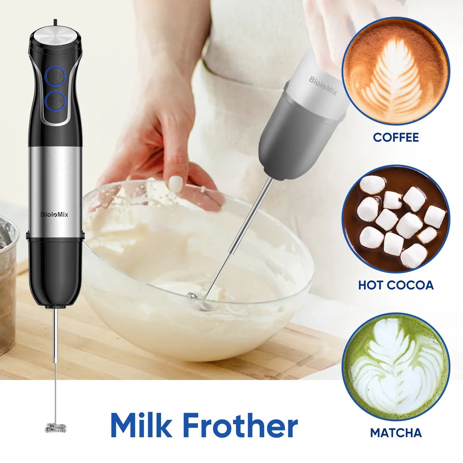 BioloMix 5-in-1 Immersion Hand Blender 1500W | Food Processor Peaceful Pleasures Health and Wellness