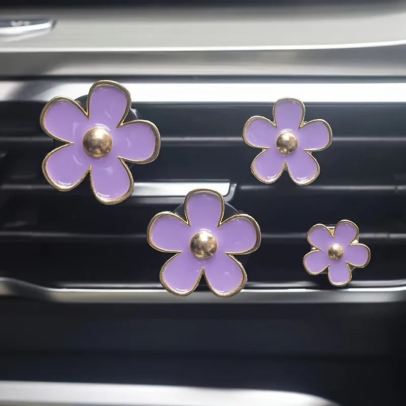 Daisy Car Air Vent Perfume Diffuser Clips – 4pcs Alloy Car Vent Diffuser Clip Peaceful Pleasures Health and Wellness PURPLE
