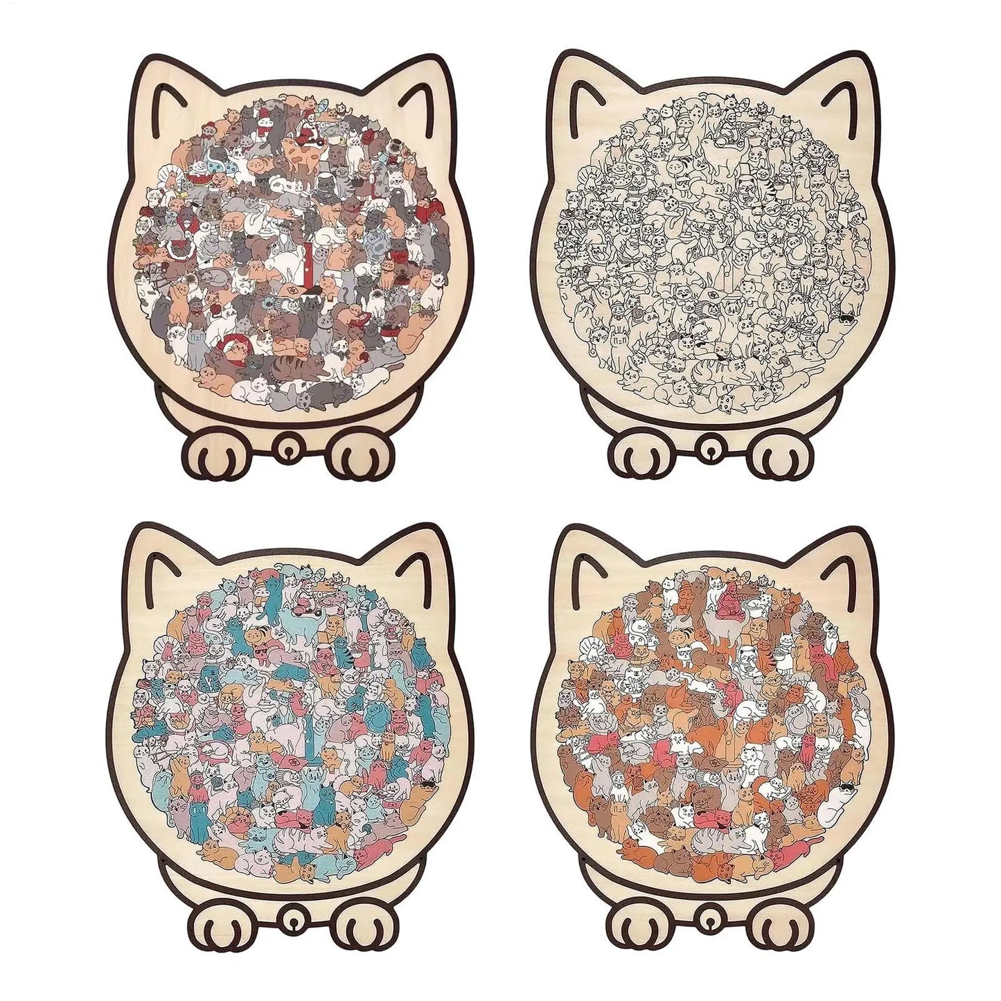 135pcs Wooden Cat Puzzle Animal Shape Wood Cut Puzzles Gifts For Cat Lovers Home Decoration Christmas New Year Gift for kids Peaceful Pleasures Health and Wellness