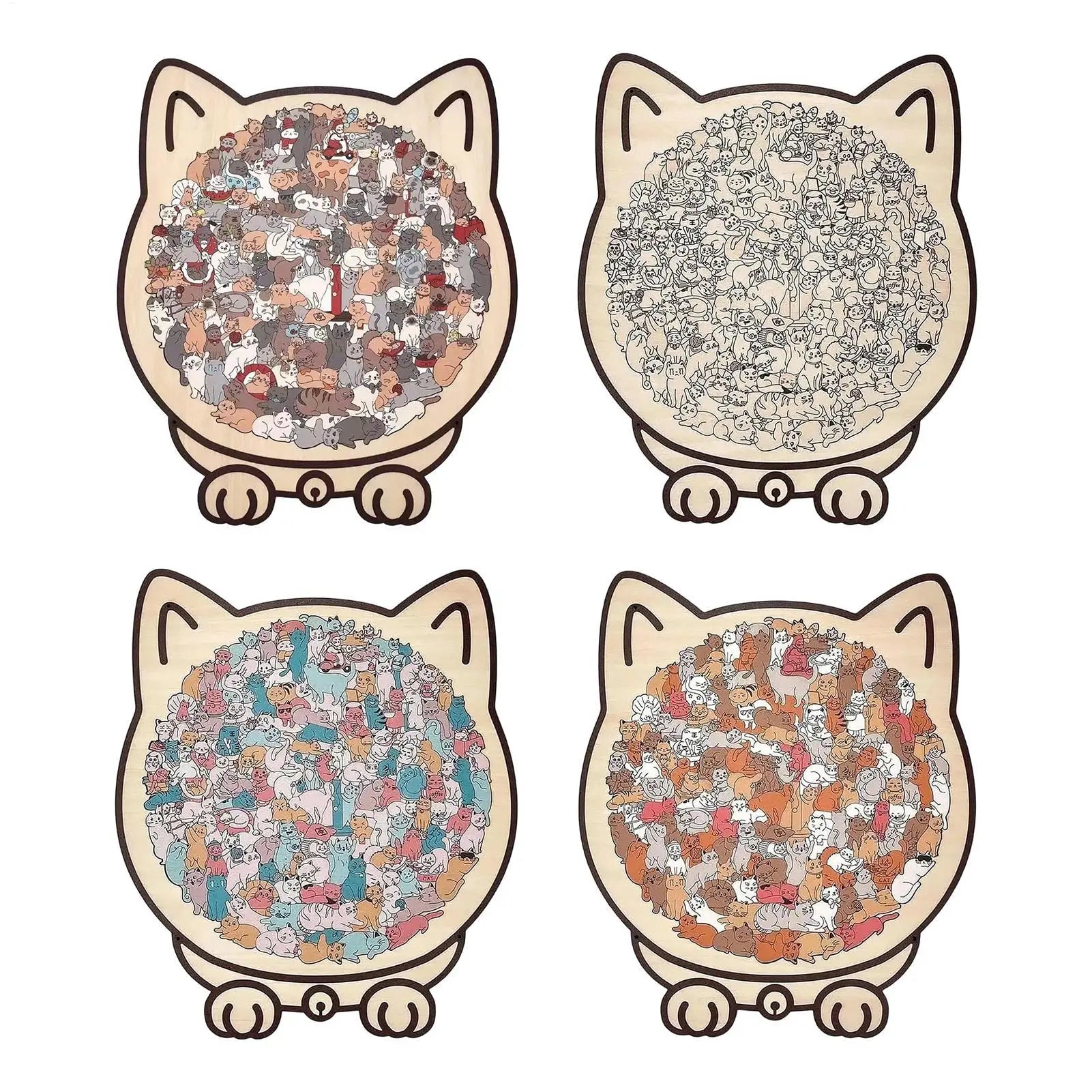 135pcs Wooden Cat Puzzle Animal Shape Wood Cut Puzzles Gifts For Cat Lovers Home Decoration Christmas New Year Gift for kids Peaceful Pleasures Health and Wellness