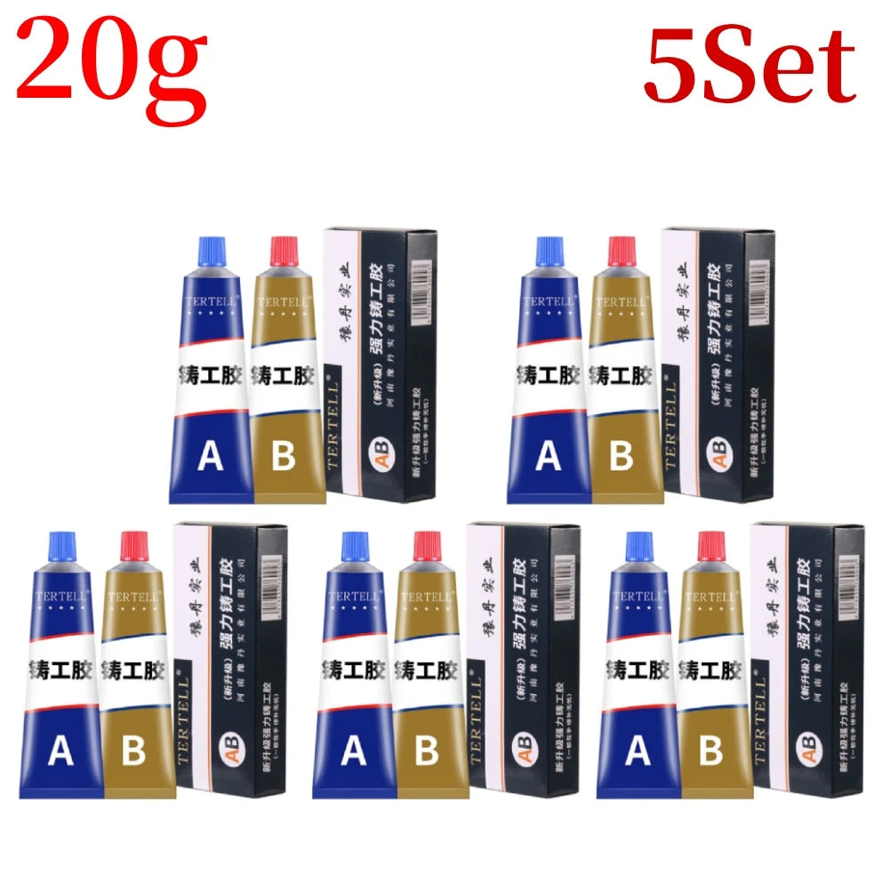 AB Type Casting Repair Glue High Temperature Resistant Liquid Metal Welding Filler Metal Repair Glue Caulking Agent Extra Strong Peaceful Pleasures Health and Wellness 20g 5PCS