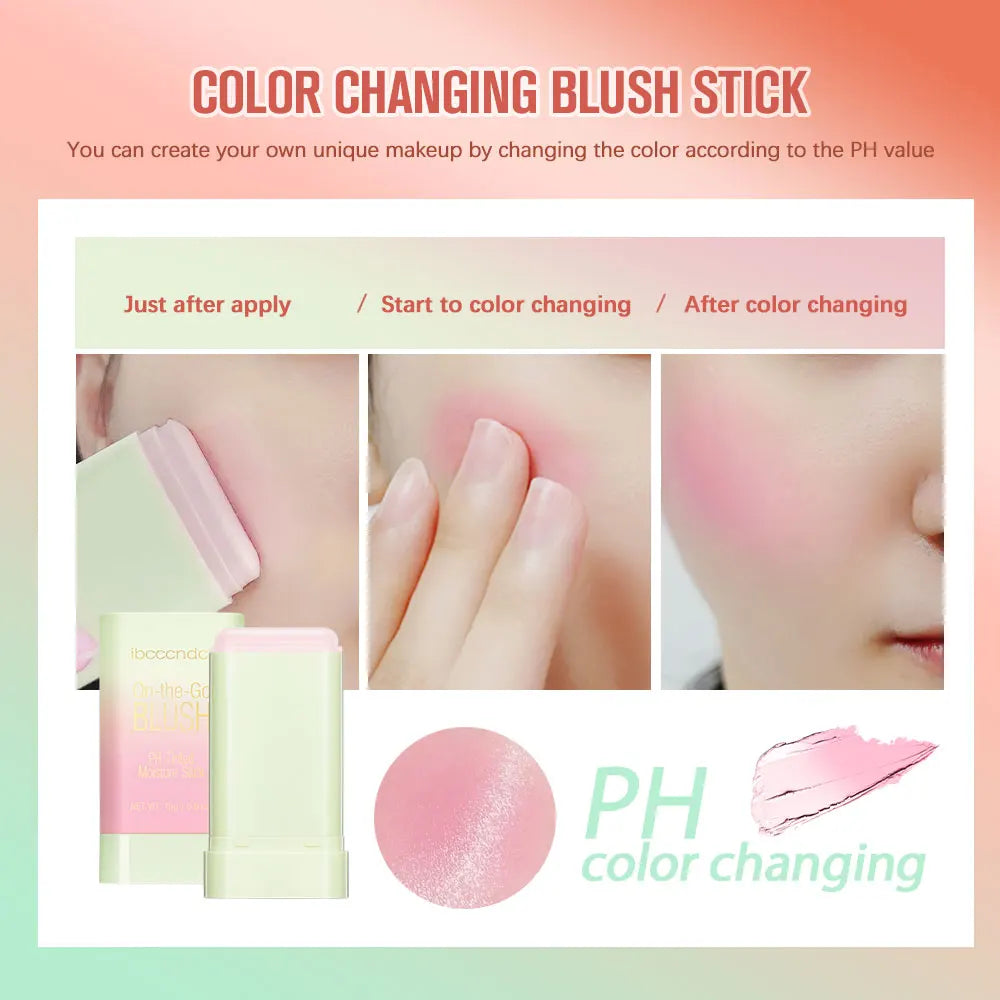 PH Tinted Moisture Stick Blush Stick Natural Cheek Face Rouge Blusher Lasting High Color Rendering Brightening Skin Waterproof Peaceful Pleasures Health and Wellness