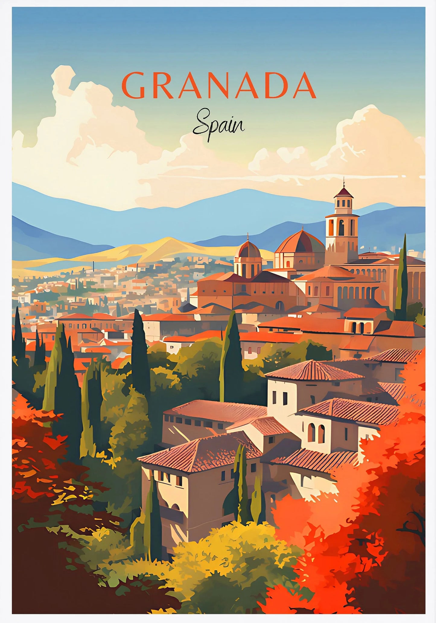 Spain Travel Poster Canvas Print | Barcelona Madrid Granada Wall Art Canvas Wall Art Peaceful Pleasures Health and Wellness