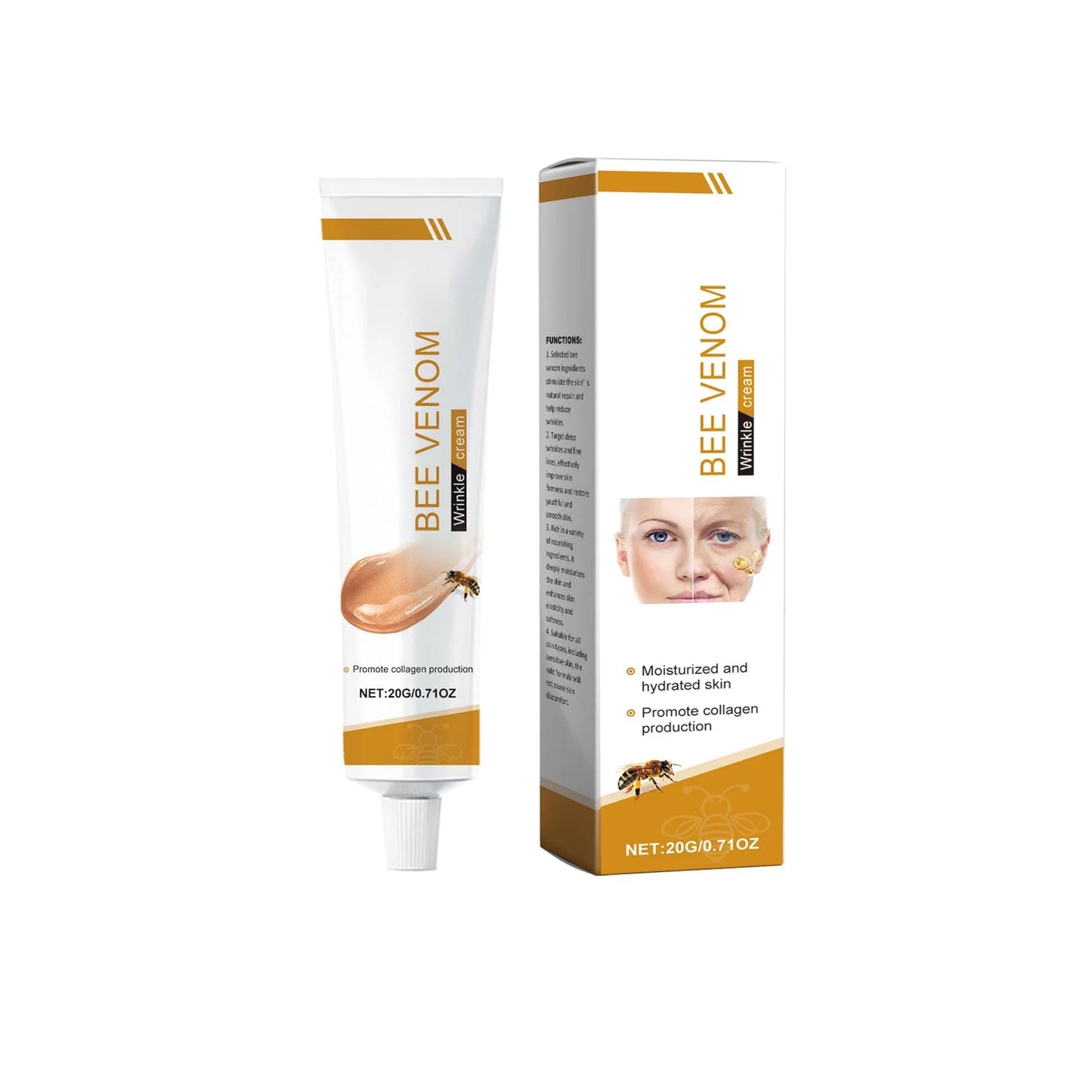 Bee Venom Anti-Aging Cream – Firm, Lift & Reduce Wrinkles Peaceful Pleasures Health and Wellness 20g Boxed