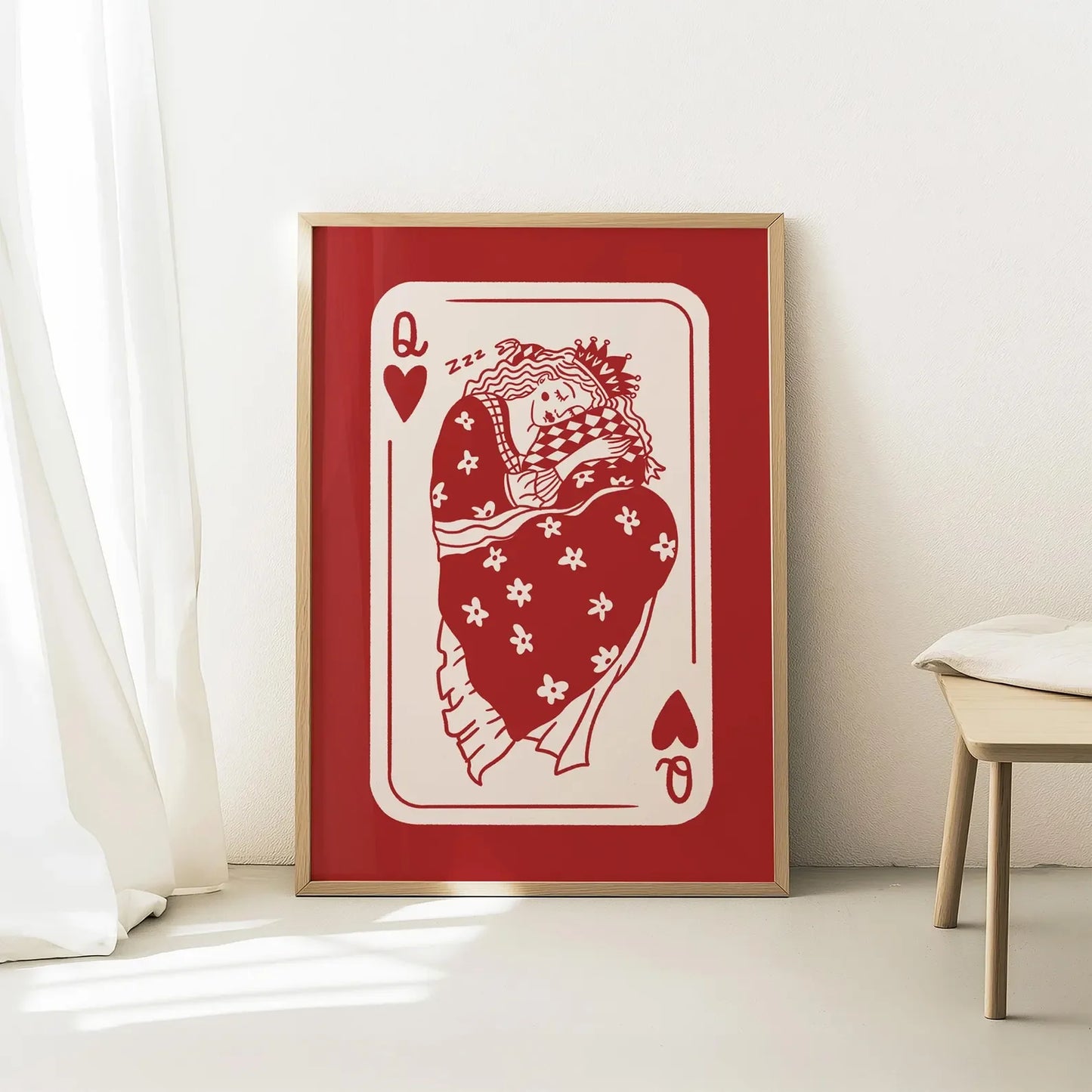Queen of Hearts Canvas Wall Art | Maximalist Playing Card Print