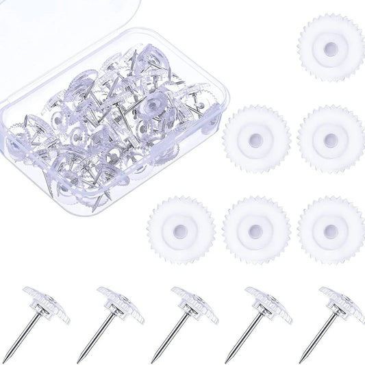 Bview Art Transparent Gear-shaped Plastic Push Pins Creative Peaceful Pleasures Health and Wellness 200pcs