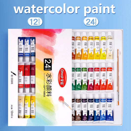 Watercolor Paint Art Painting Tools Students Beginners 12 Colors Peaceful Pleasures Health and Wellness