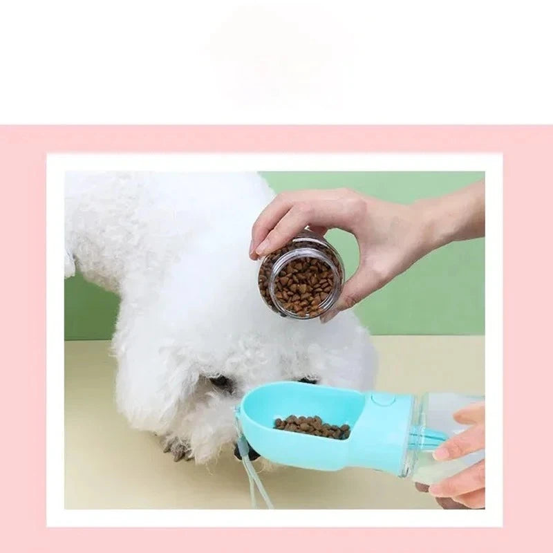 Portable 2-in-1 Dog Cat Water Bottle with Food Storage Container for Outdoor Travel Pet Feeding Pet Supplies Peaceful Pleasures Health and Wellness