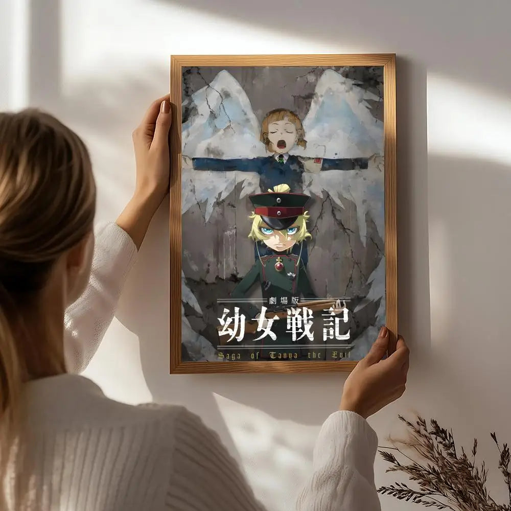 Anime S-Saga of Tanya the Evil Poster HD Self Adhesive Waterproof Wall Art Ideal for Home Office Dorm Bedroom Great Gift Peaceful Pleasures Health and Wellness White4 30X40cmNoframe