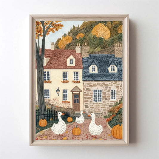 Autumn Duck & Pumpkin Canvas Wall Art | Fall Farmhouse Decor Canvas Wall Art Peaceful Pleasures Health and Wellness WS9222 20x30cm Unframed