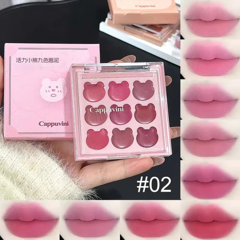 9-Color Velvet Matte Lip Mud Set | Lipstick & Cheek Tint