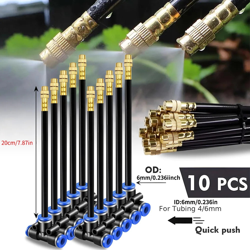 30-5m 1/4" 4/6mm Misting Cooling System 360° Free-bend Adjustable Nozzle Atomizer Sprayer for Outdoor Garden Irrigation Watering Peaceful Pleasures Health and Wellness only 20cm nozzles