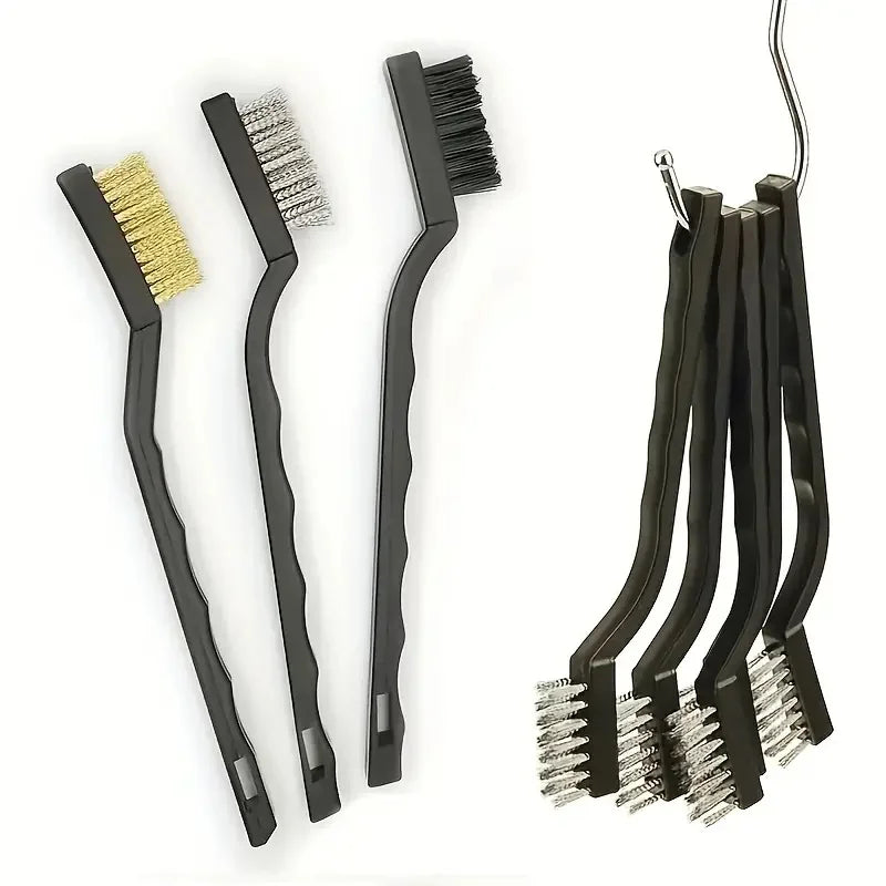 3 9pcsProfessional Stainless Steel Brass Nylon Wire Brush Sets Curved