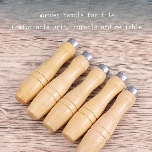 5Pcs Replacement Handle for Wooden File Handle Strong Metal Ring Suitable for Woodworking File Screwdriver 9cm Peaceful Pleasures Health and Wellness