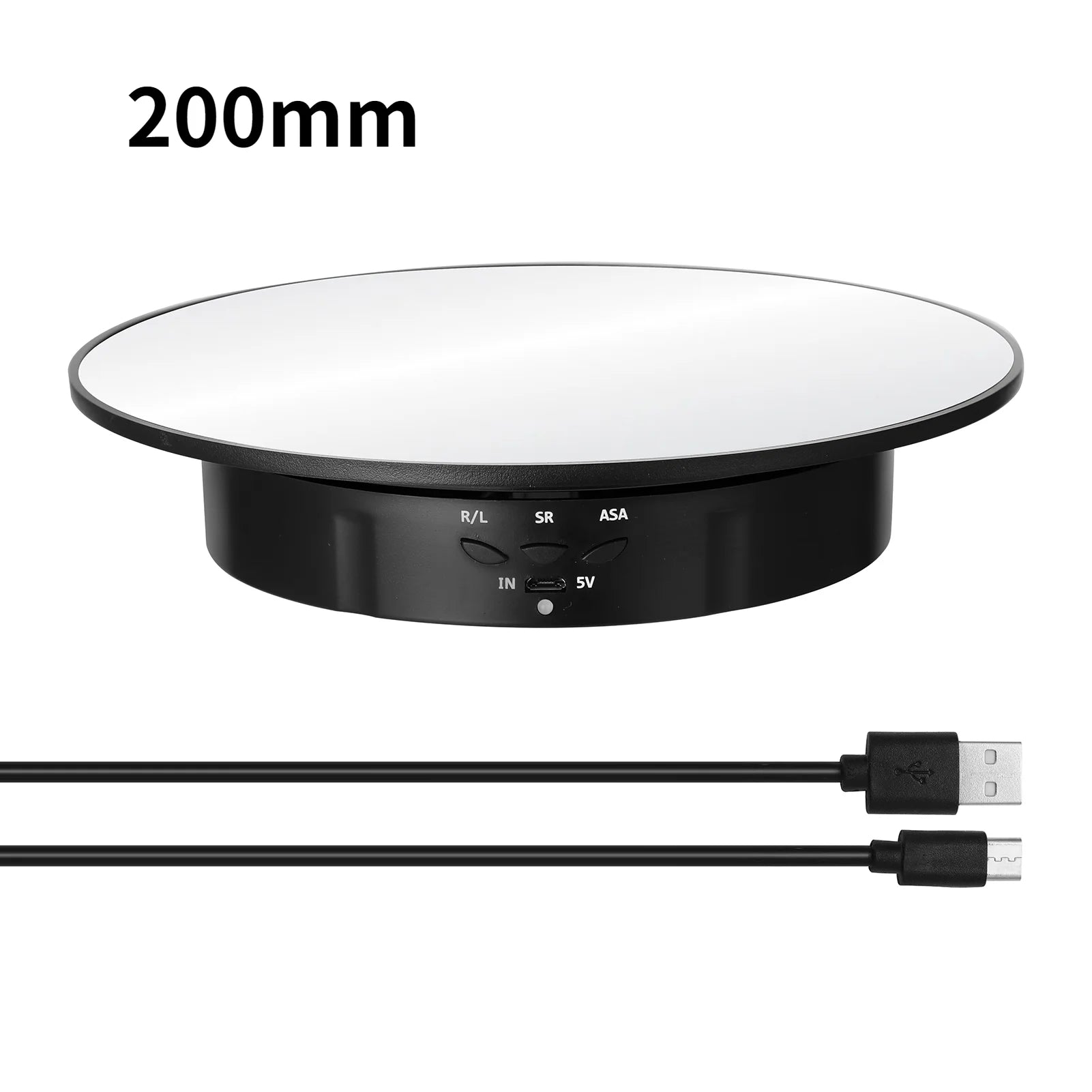 3 Speeds Electric Rotating Display Stand Mirror 360 Degree Turntable Jewelry Holder Battery for Photography Video Shooting Props Peaceful Pleasures Health and Wellness 200mm black Mirror