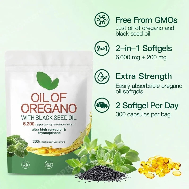 Oil of Oregano & Black Seed Organic Softgels | 300 Capsules