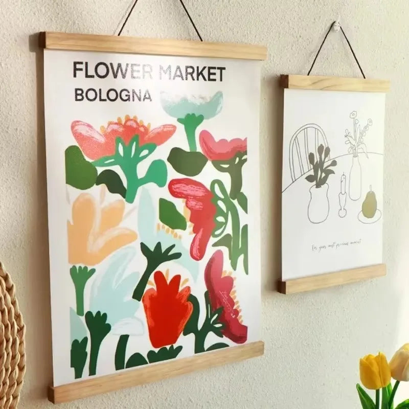 60cm 70cm 80cm 90cm Magnetic Poster Hanger Teak Pine Wood Painting Frame 5 Colors Wood Photo Frame Black White Canvas Frame Peaceful Pleasures Health and Wellness