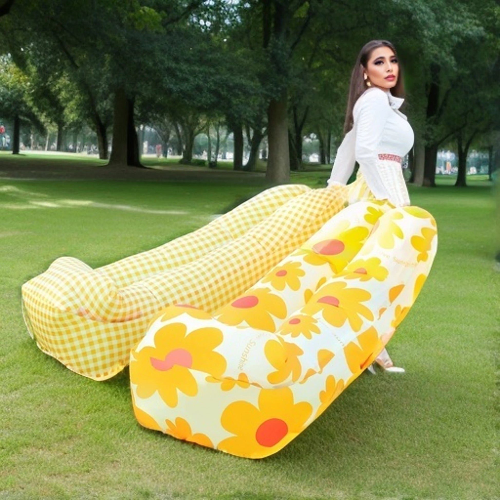 Outdoor Lazy Inflatable Sofa For Nap, Portable Air Mattress For Picnic, Camping Inflatable Mattress, Air Bed For Music Festival Peaceful Pleasures Health and Wellness