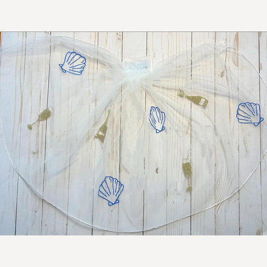Bride's Last Toast on the Coast Champagne Shell Veil | Bachelorette Bridal Party Veil Peaceful Pleasures Health and Wellness