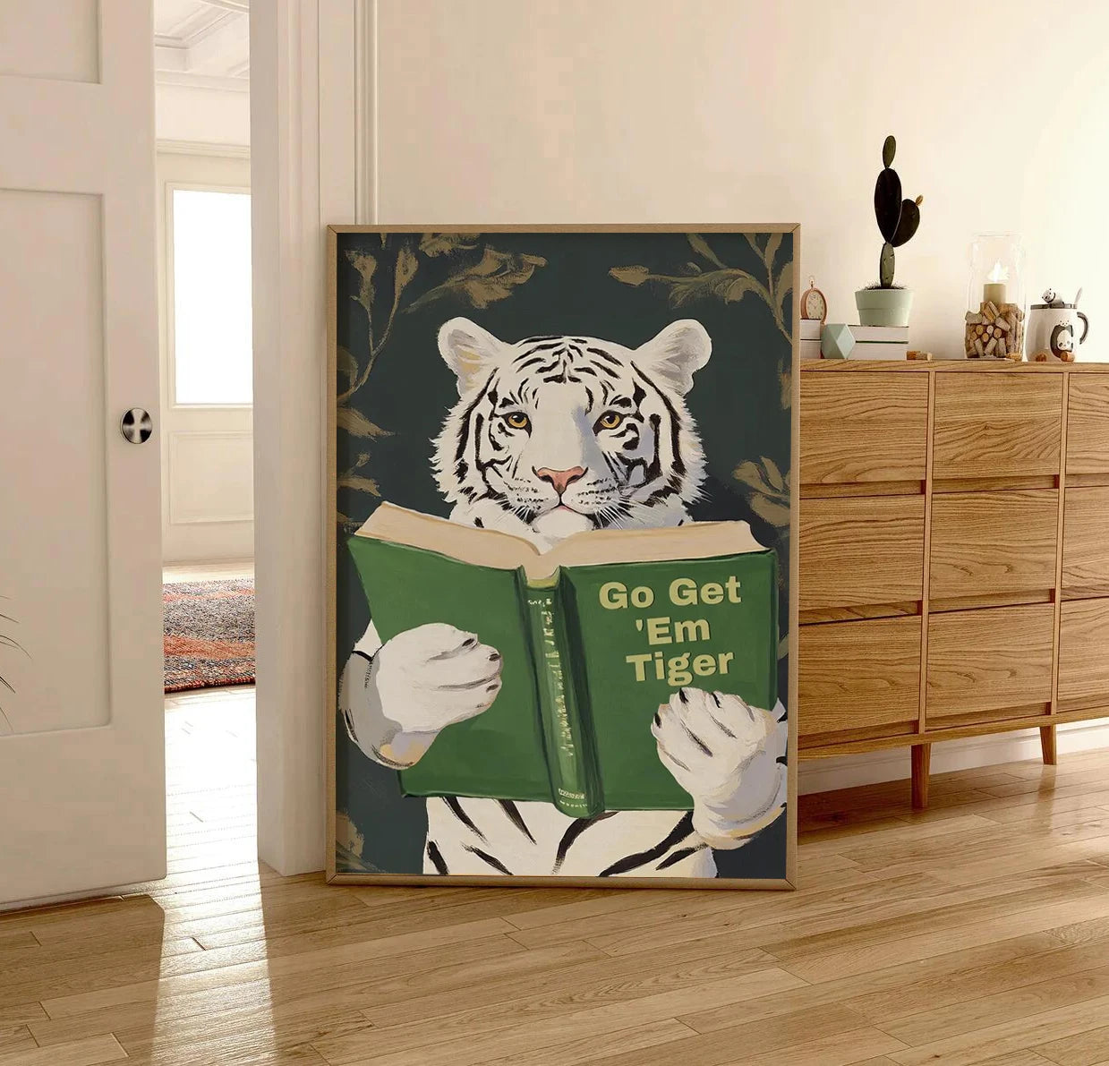 Animal Reading Canvas Poster | Kids Room Inspirational Wall Art
