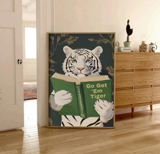 Animal Reading Canvas Poster | Kids Room Inspirational Wall Art Canvas Wall Art Peaceful Pleasures Health and Wellness