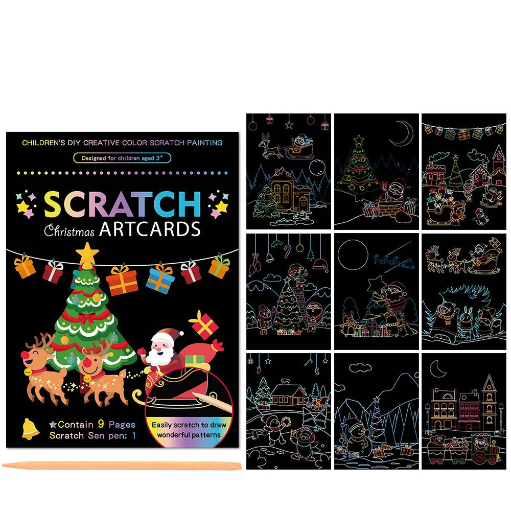 Children Scratch Painting Magic Rainbow Colors Art Card Books Early