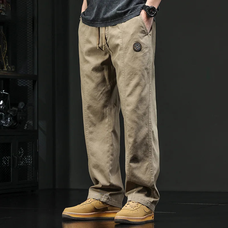 Men's Retro Loose Straight-Leg Cotton Cargo Pants | Casual