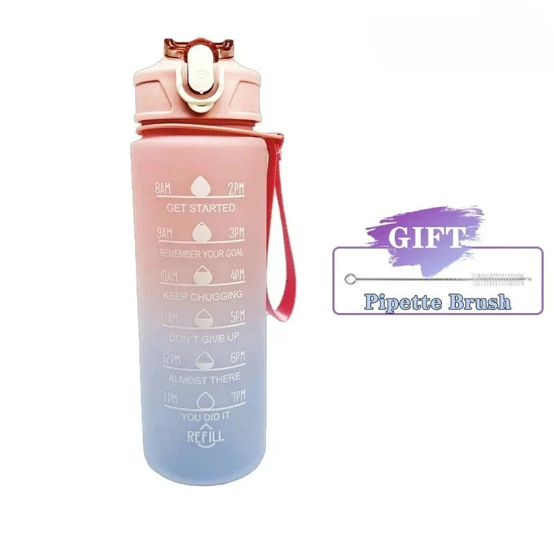 900ml BPA-Free Motivational Sports Water Bottle with Straw