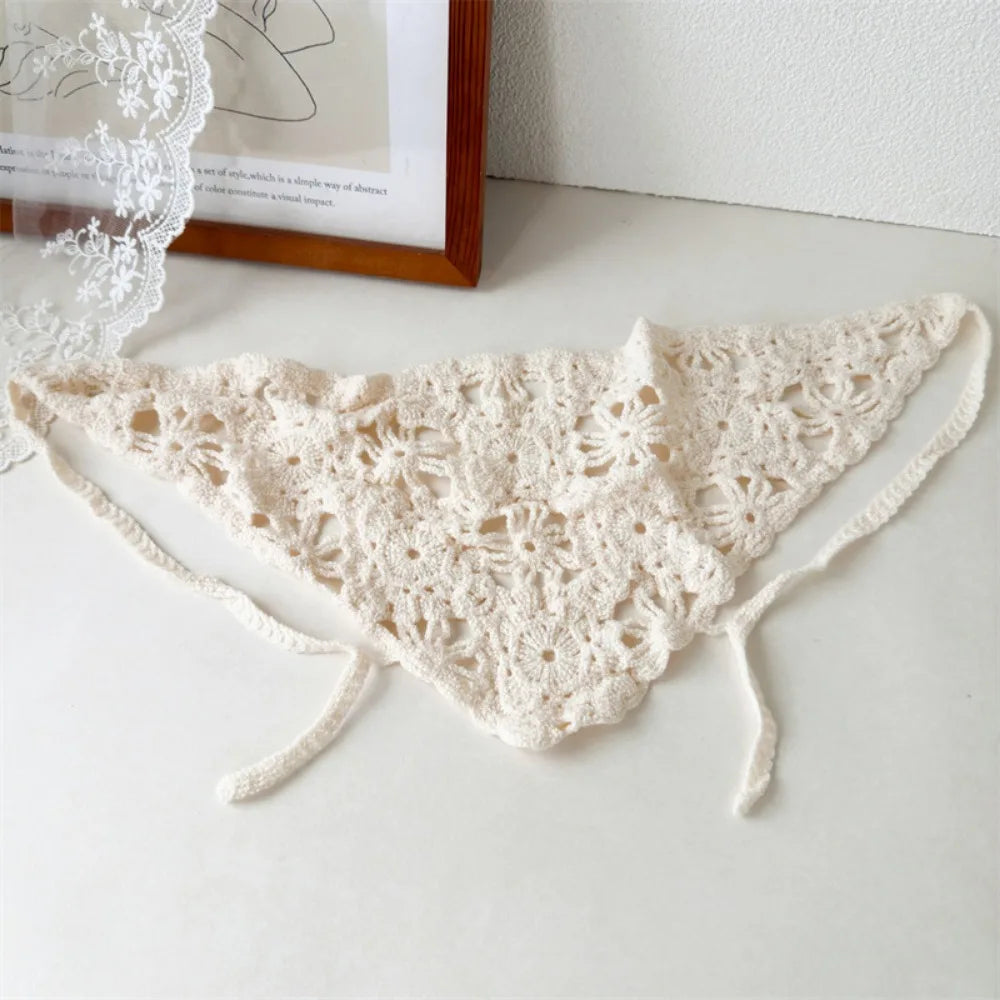 Crochet Triangle Headscarf – Floral Sunshade Headband for Women