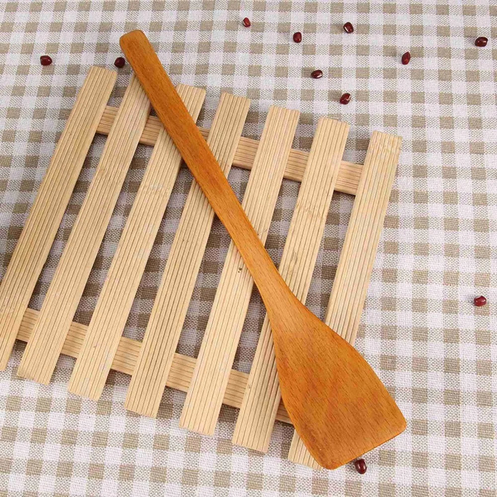 Kitchen Utensils No Stick Wooden Spatula High Heat Sturdy Wooden Turner Premium Flat Frying Spatula Stir-Fry Peaceful Pleasures Health and Wellness Light wood color