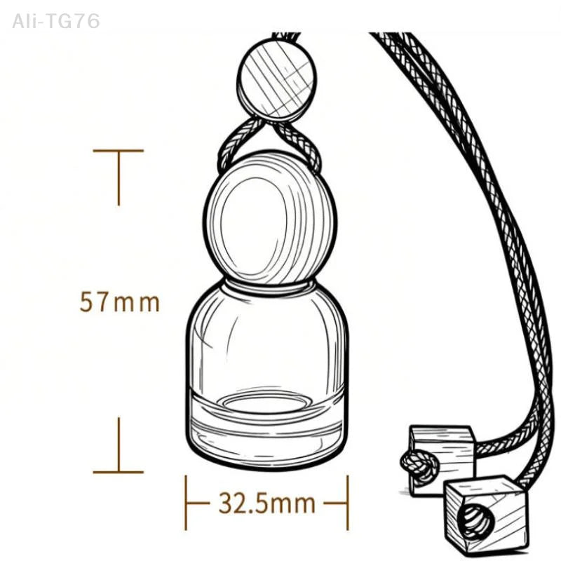 Refillable Glass Car Air Freshener Pendant | Wood Cap Diffuser
