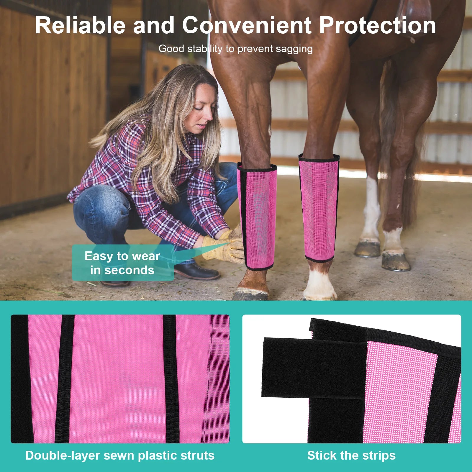 Horse Fly Boots – Breathable Mesh Leg Wraps, 4-Pack (Vet Recommended) Peaceful Pleasures Health and Wellness