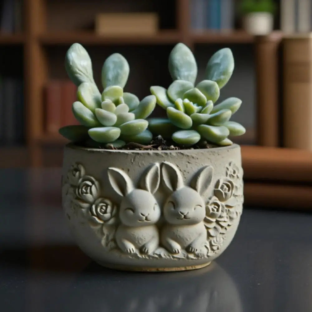 Rabbit Rose Silicone Mold | DIY Cement Resin Candle Holder Planter