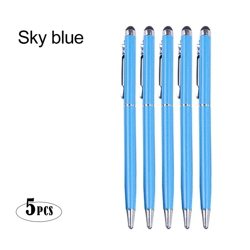 Metal Ballpoint Stylus Pen Touch Pen For Cell Phone Electrostatic Accessories Universal Tablet Pencil Android ipad Peaceful Pleasures Health and Wellness Sky blue(5pcs)