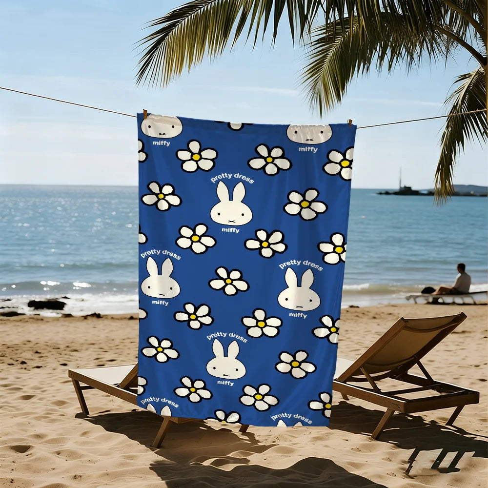 Miffy Cartoon Quick-Dry Beach Towel | Soft Pool & Travel Towel