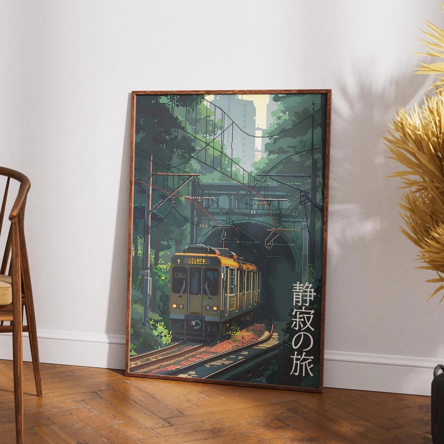 Retro Japanese Railway Landscape Canvas Print Tokyo Rainy Night Street Wall Art Poster for Modern Living Room Bedroom Home Decor Peaceful Pleasures Health and Wellness